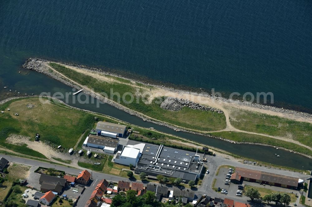 Aerial image Hasle - Warehouse complex-building in the industrial area an der Sondre Baek at Sondre Baek on the shore of the Baltic Sea in Hasle in Region Hovedstaden, Denmark