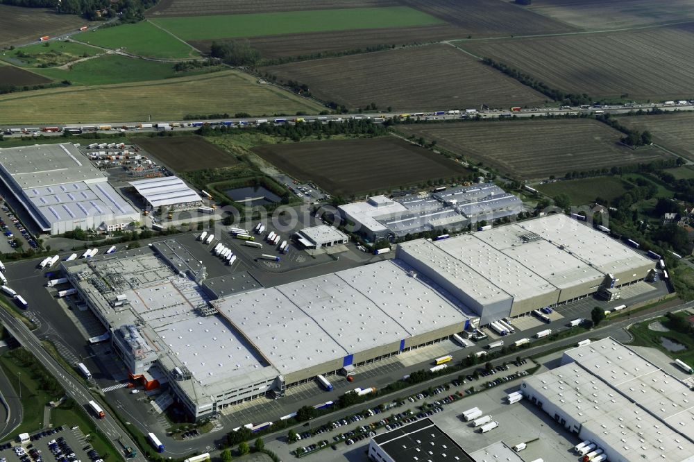 Aerial photograph Meineweh - Warehouse complex-building in the industrial area Kaufland Logistik Zentrallager in the district Pretzsch in Meineweh in the state Saxony-Anhalt, Germany