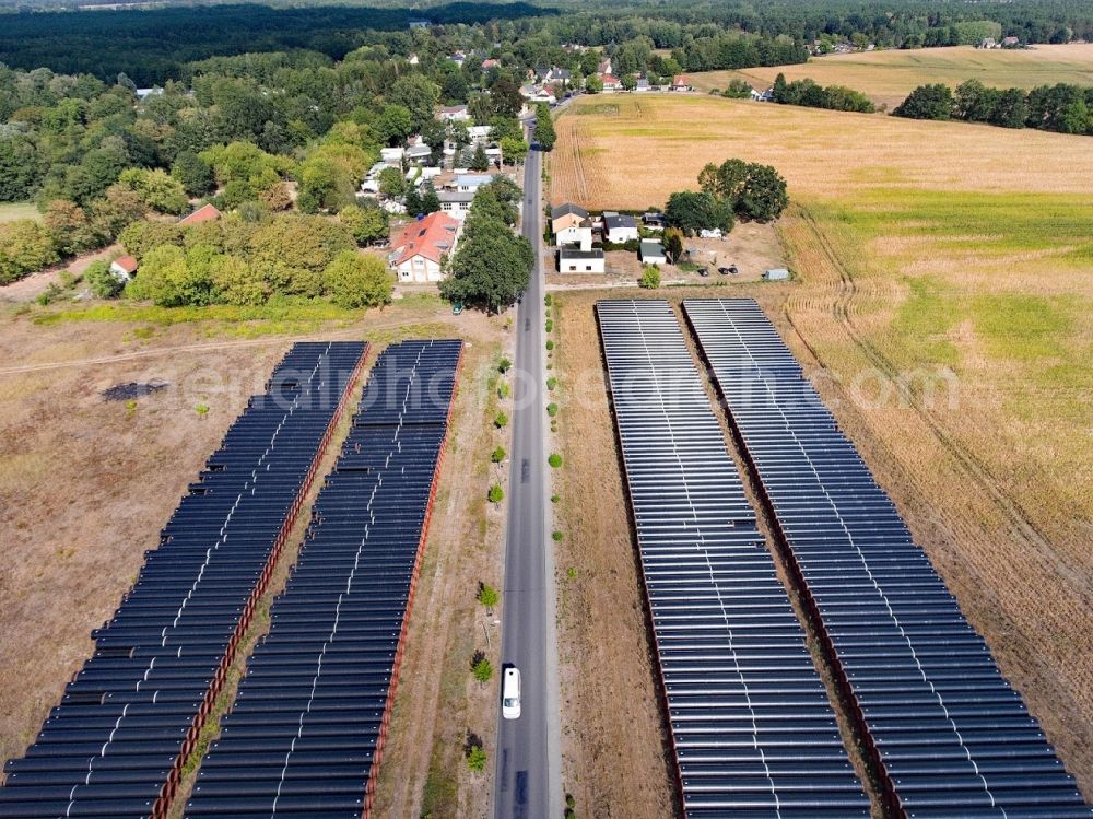 Bindow from the bird's eye view: Storage yard of pipeline of the EUGAL route near Bindow in the state of Brandenburg, Germany