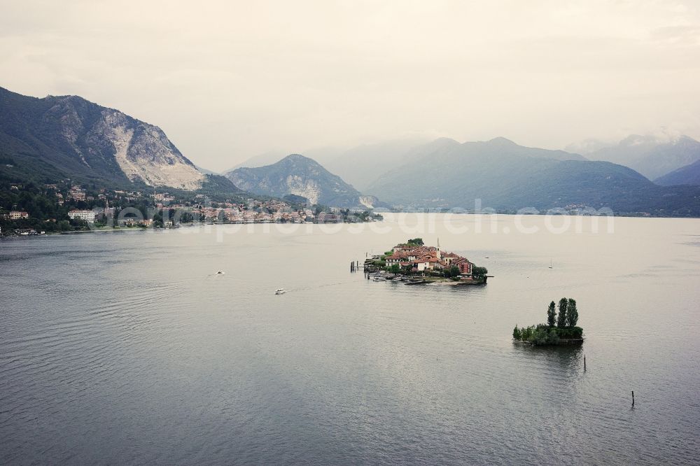 Isola Superiore from the bird's eye view: Lake Maggiore with Isola Superiore in Piemonte, Italy