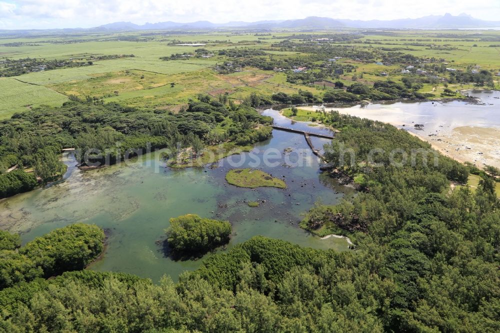 Virgina from above - Lagoon at Souffleur on the south coast of the island Mauritius in the Indian Ocean