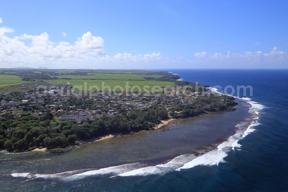 Souillac from above - Lagoon and coral reef at Suillac at the south coast of the island Mauritius in the Indian Ocean