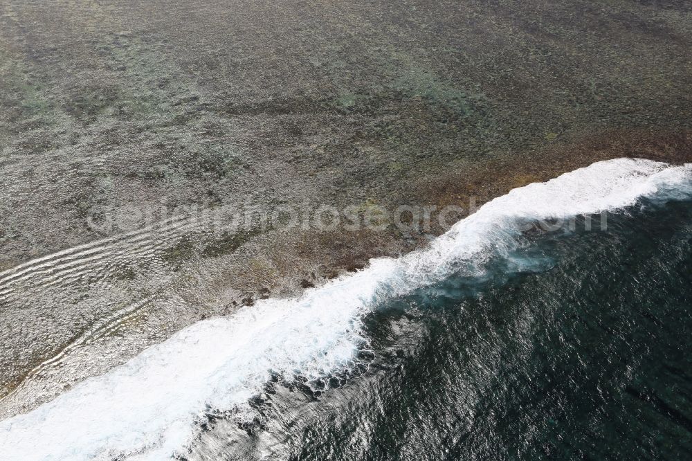 Surinam from above - Lagoon and coral reef at Surinam at the south coast of the island Mauritius in the Indian Ocean