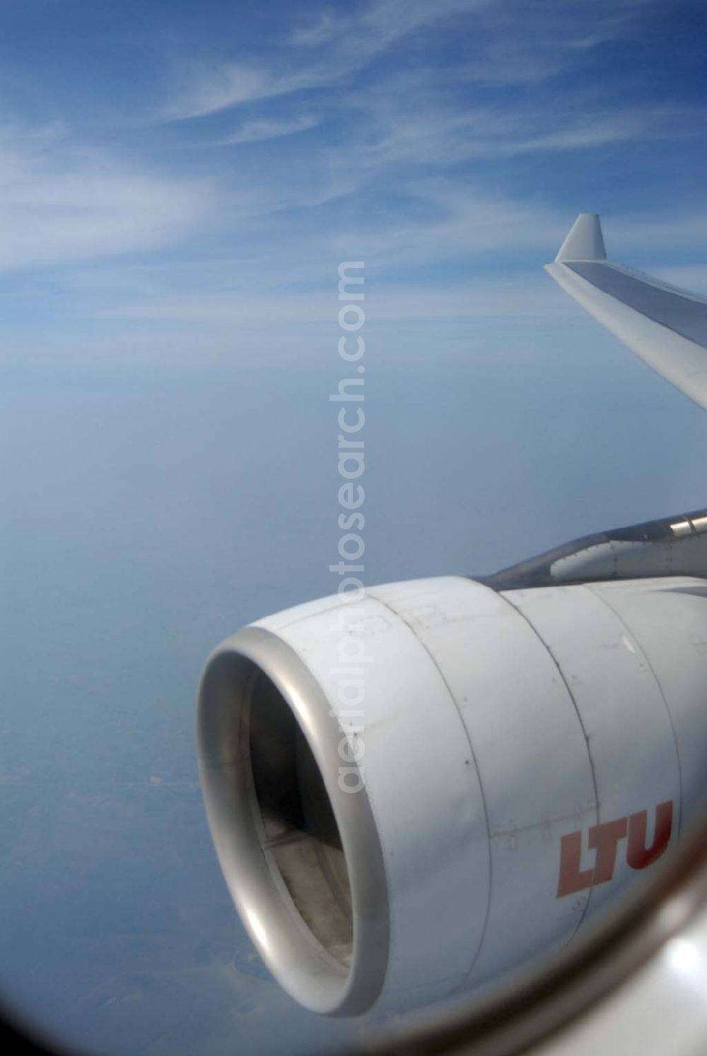 Bangkok / Thailand from the bird's eye view: Landeanflug mit einem Airbus A330 der LTU auf dem Flughafen Bangkok International von Norden her über Reisanbaugebiete am Stadtrand