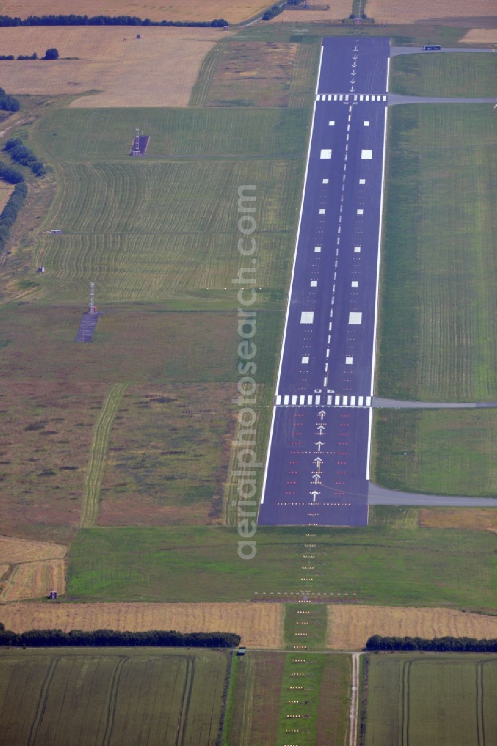 Aerial image Dortmund - Runway of Dortmund Airport in the state of North Rhine-Westphalia. The airport is located in the east of Dortmund at the city limits of Holzwickede and Unna. The former public airfield is now the fourth largest commercial airport in North Rhine-Westphalia