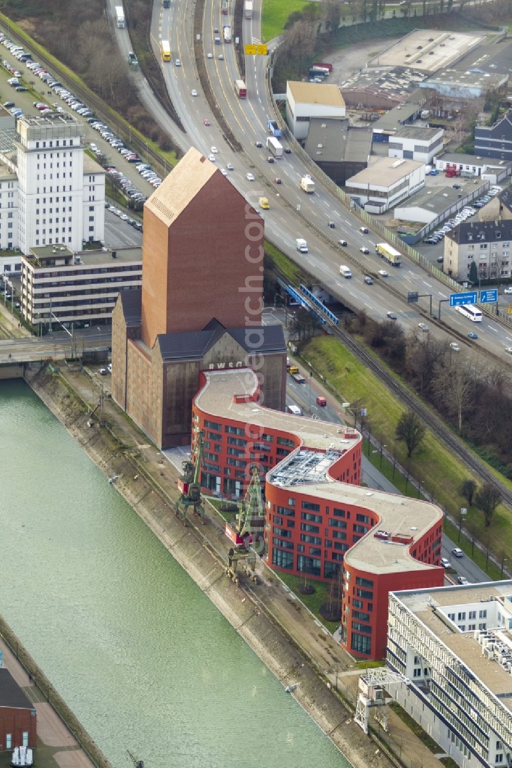 Duisburg from above - National Archives at Schwanentor in Duisburg in the Ruhr area in North Rhine-Westphalia