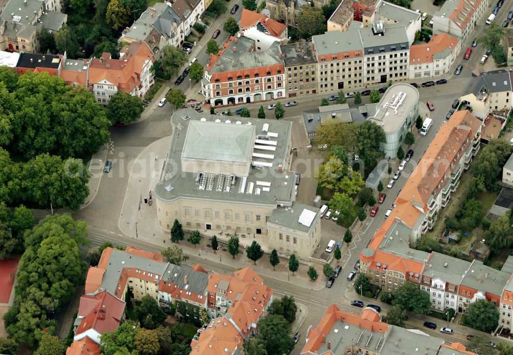 Halle / Saale from above - Das Landesmuseum für Vorgeschichte in Halle ist das archäologische Landesmuseum und die Denkmalbehörde von Sachsen-Anhalt. Das Gebäude wurde vom Architekten Wilhelm Kreis entworfen. The state museum of prehistory in Halle, is the archaelogical state museum and the authority for the protection of monuments in Saxony Anhalt. The museum was built by the architect Wilhelm Kreis.