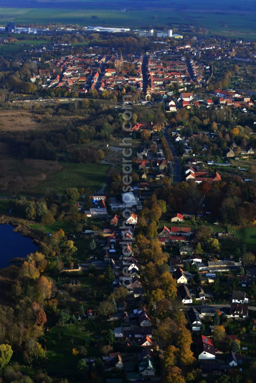 Aerial photograph Gransee - View of the road L 22 in Gransee in the state Brandenburg