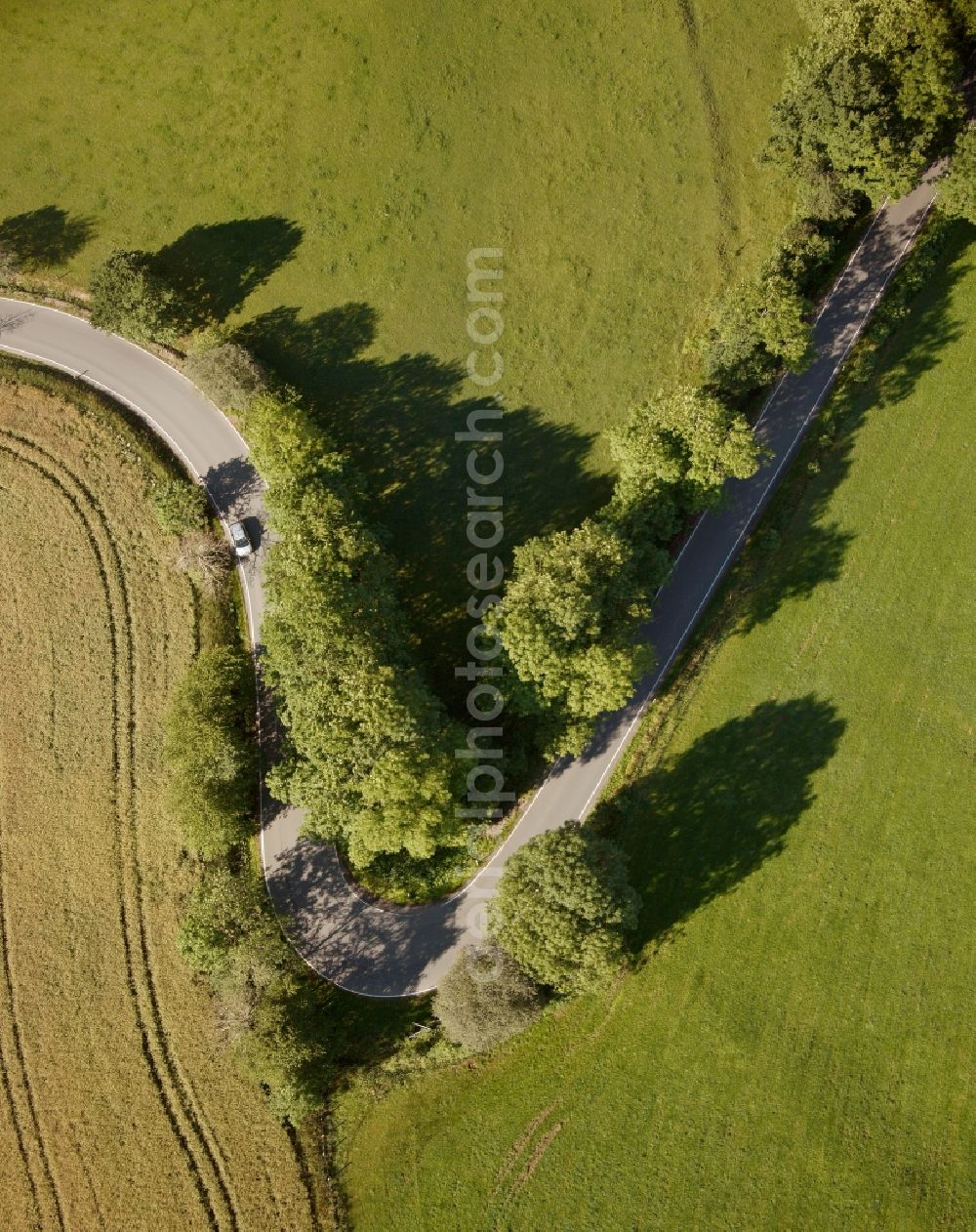 Neuenrade from the bird's eye view: View of the land road L 842 in Neuenrade in the state North Rhine-Westphalia