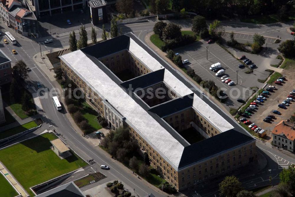 Aerial photograph Weimar - Blick auf das Haus 2 des Landesverwaltungsamtes Thüringen. Anschrift: Thüringer Landesverwaltungsamt, Weimarplatz 4, 99423 Weimar; Tel. 0361/3 79 00