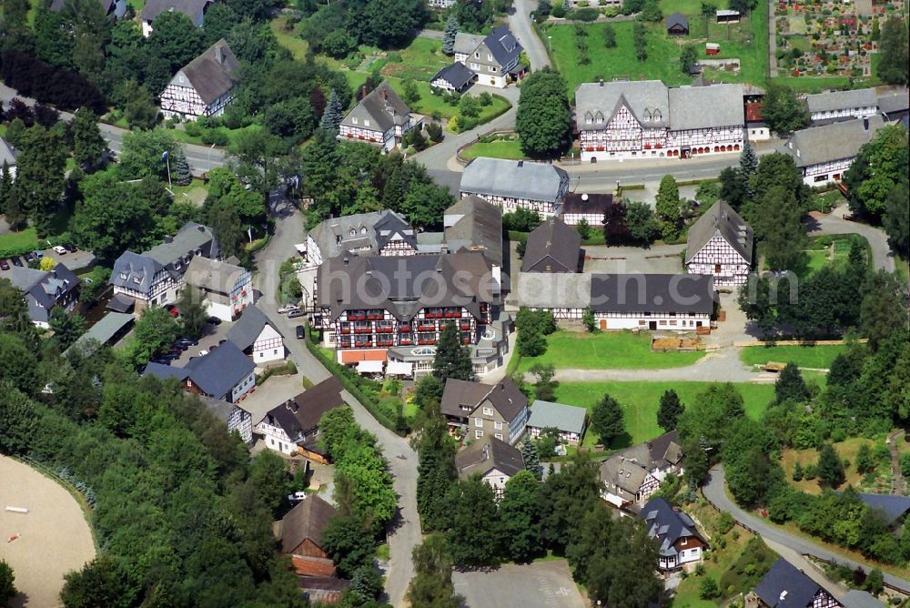 Schmallenberg from above - Restaurant and Hotel Schuette in the center of Schmallenberg in North Rhine-Westphalia