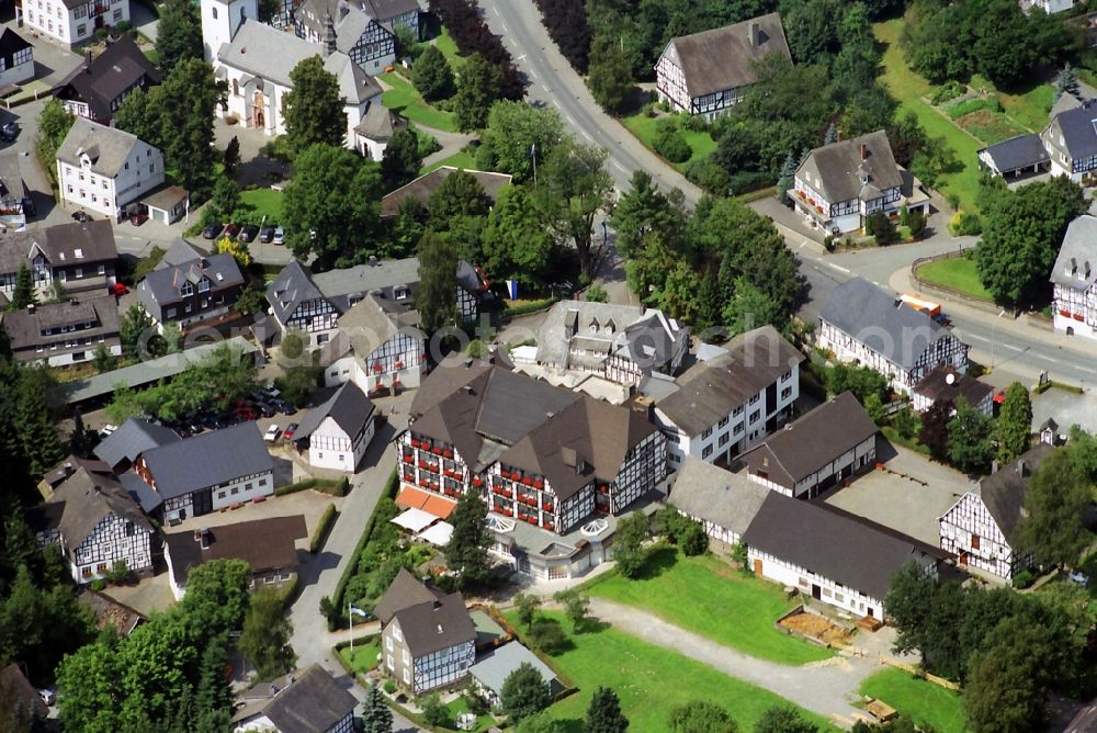 Schmallenberg from the bird's eye view: Restaurant and Hotel Schuette in the center of Schmallenberg in North Rhine-Westphalia