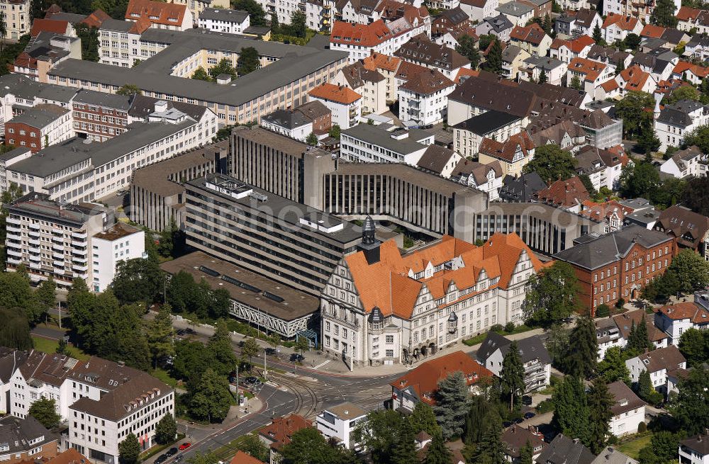 Aerial image Bielefeld - Look at the county court in Bielefeld. In the same building can the district court, the Office of Public Prosecutor and the industrial court be found