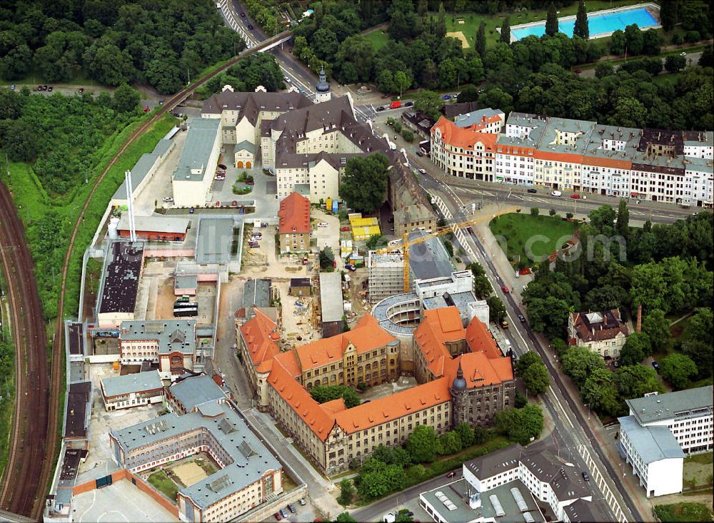 Aerial photograph Magdeburg - The prison, the ministry of internal affairs and the Land court Magdeburg in Saxony-Anhalt