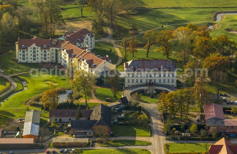 Aerial image Teterow - The country hotel Schloss Teschow in the state Mecklenburg-Western Pomerania. It is located in Teschow, a district of Teterow