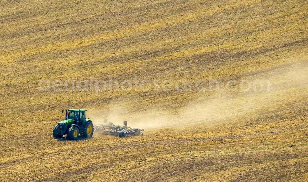 Aerial photograph Meschede - Farm equipment used for aerating fields in Meschede in the state North Rhine-Westphalia