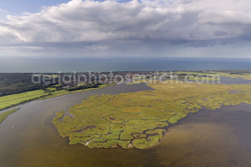 Aerial photograph Zingst - Barth Bodden landscape of the Big Island at Kirr Zingst in Mecklenburg-Western Pomerania