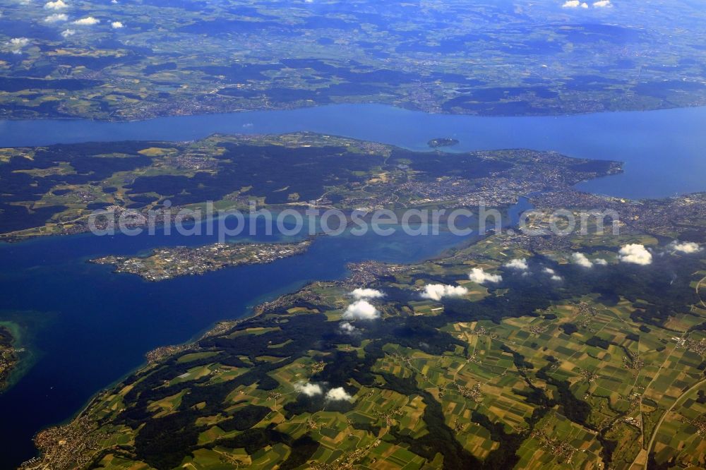 Konstanz from above - Landscape at the Lake Constance with the island Reichenau in Konstanz in the state Baden-Wurttemberg, Germany