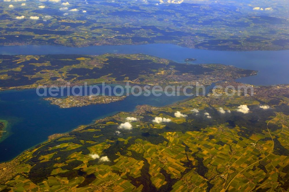 Konstanz from the bird's eye view: Landscape at the Lake Constance with the island Reichenau in Konstanz in the state Baden-Wurttemberg, Germany