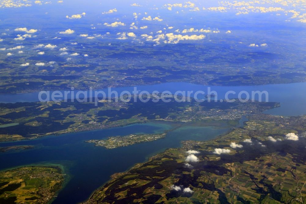 Aerial photograph Konstanz - Landscape at the Lake Constance with the Island Reichenau in Konstanz in the state Baden-Wurttemberg, Germany