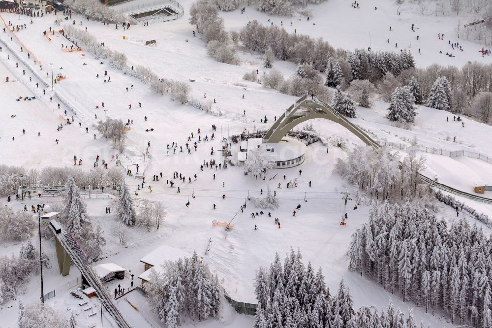 Aerial image Winterberg - Landscape of the practice slope at St. George Hill in Winterberg center in the state of North Rhine-Westphalia NRW