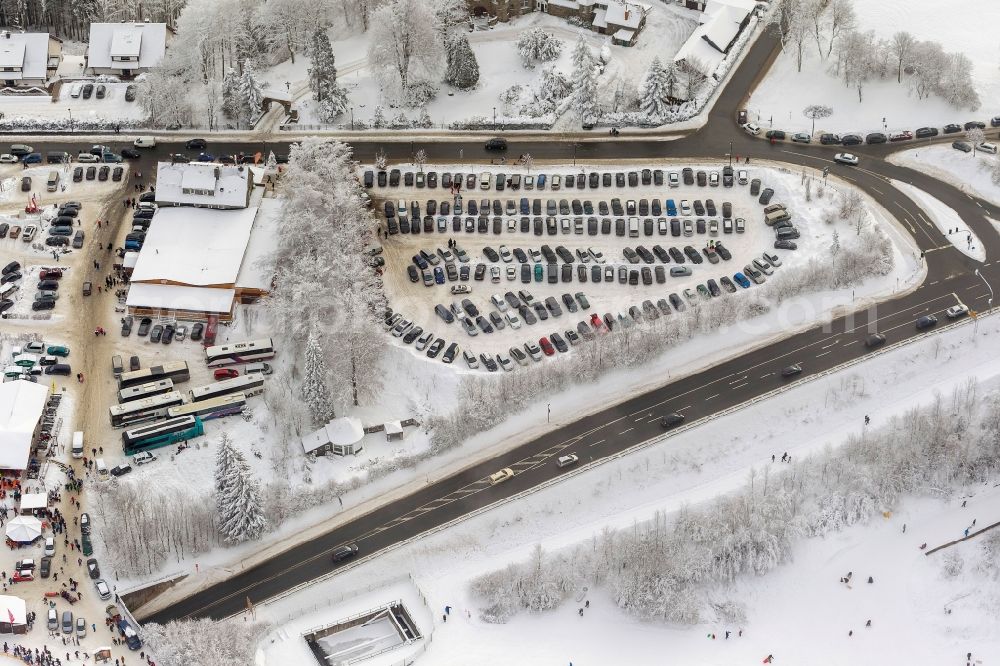 Aerial image Winterberg - Landscape of the practice slope at St. George Hill in Winterberg center in the state of North Rhine-Westphalia NRW