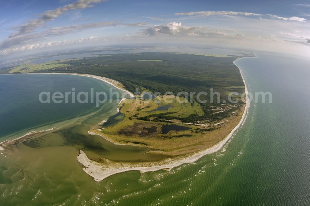 Born a. Darß from the bird's eye view: Landscape of Darßer place between the Baltic and the west beach on Libbertsee Darß National Boddenlandscape at Darß Born in Mecklenburg-Western Pomerania