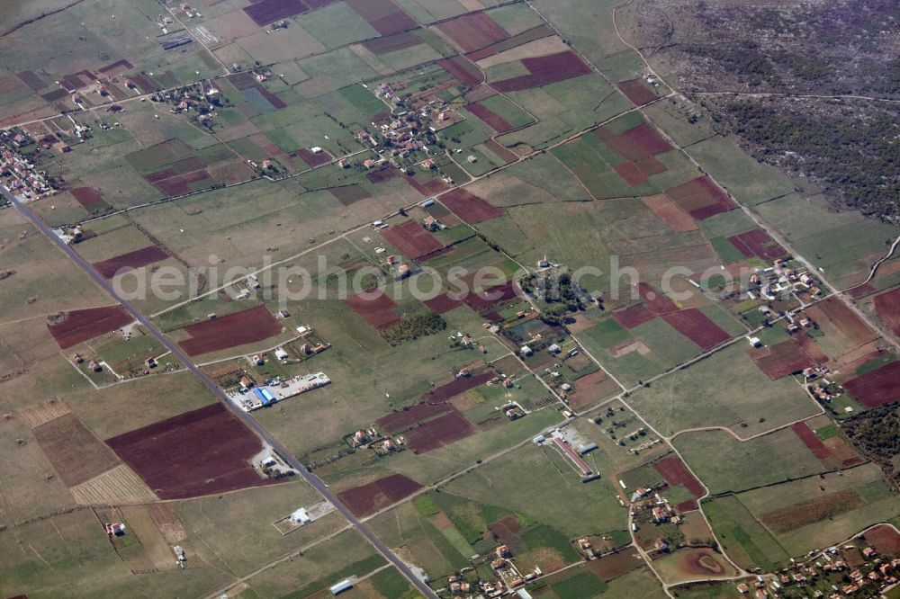 Koplik from the bird's eye view: Landscape of fields at Koplik in the province of Shkodra in Albania