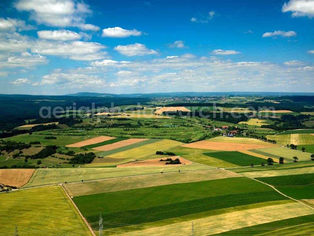 Aerial image Stühlingen OT Bettmaringen - Landscape of fields of agriculture near Bettmaringen in the state of Baden-Württemberg