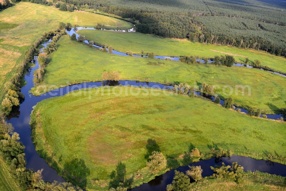 Mönchwinkel from above - Landscape from the river bed running the Spree in Mönchwinkel in Brandenburg