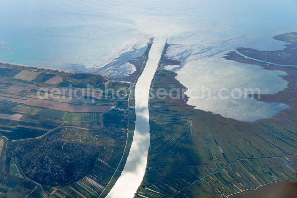 Aerial image Rogotin - Landscape of the estuary of the Neredva near Ploce in Croatia