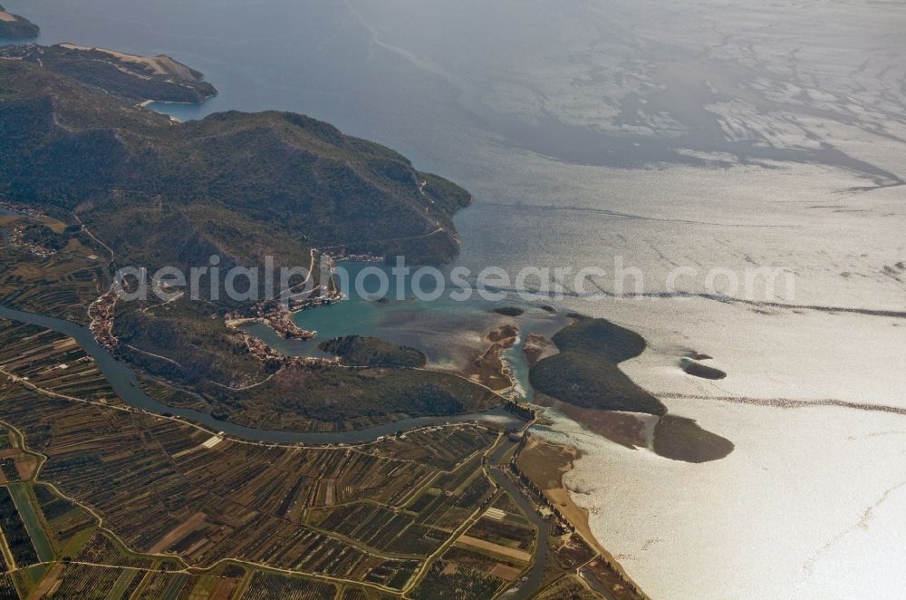 Split from the bird's eye view: Landscape of the estuary of the Neredva near Split in Croatia