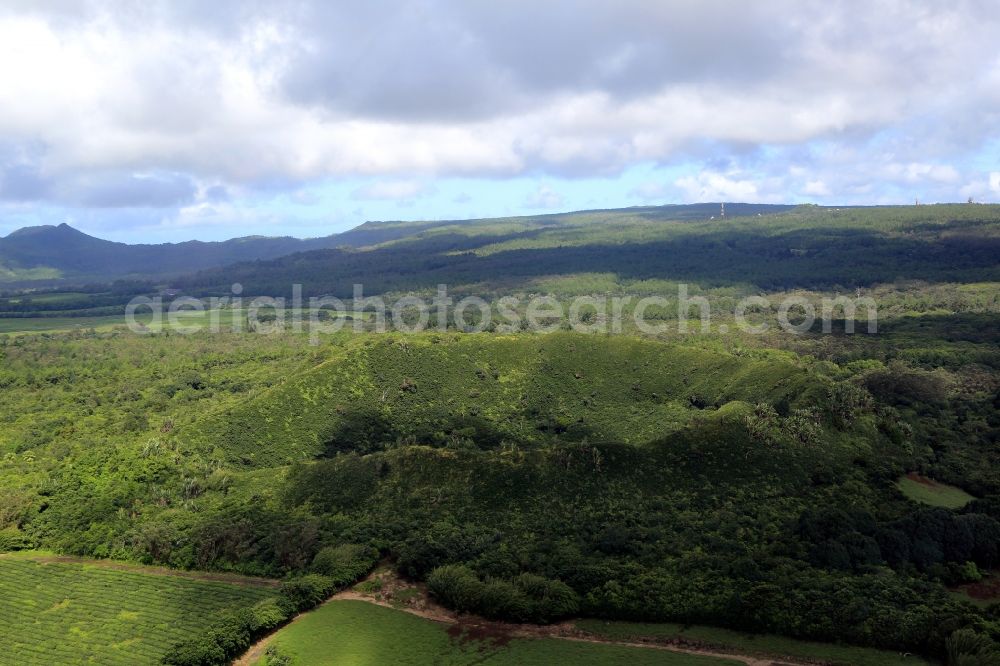 Aerial photograph Grand Bois - Landscape and crater Kanaka at Grand Bois in the fertile south of Mauritius