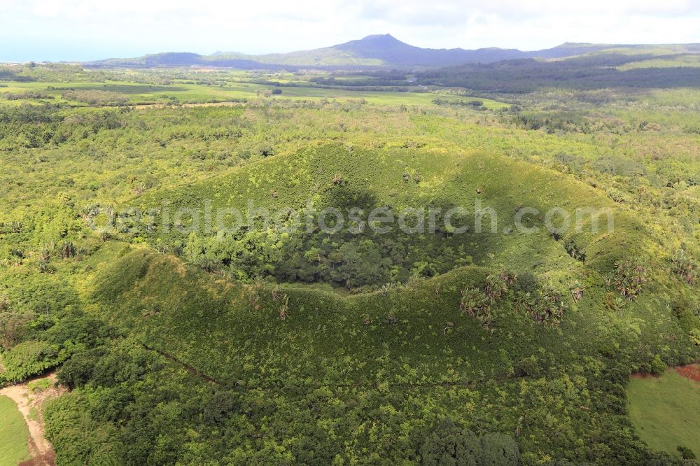 Aerial photograph Grand Bois - Landscape and crater Kanaka at Grand Bois in the fertile south of Mauritius