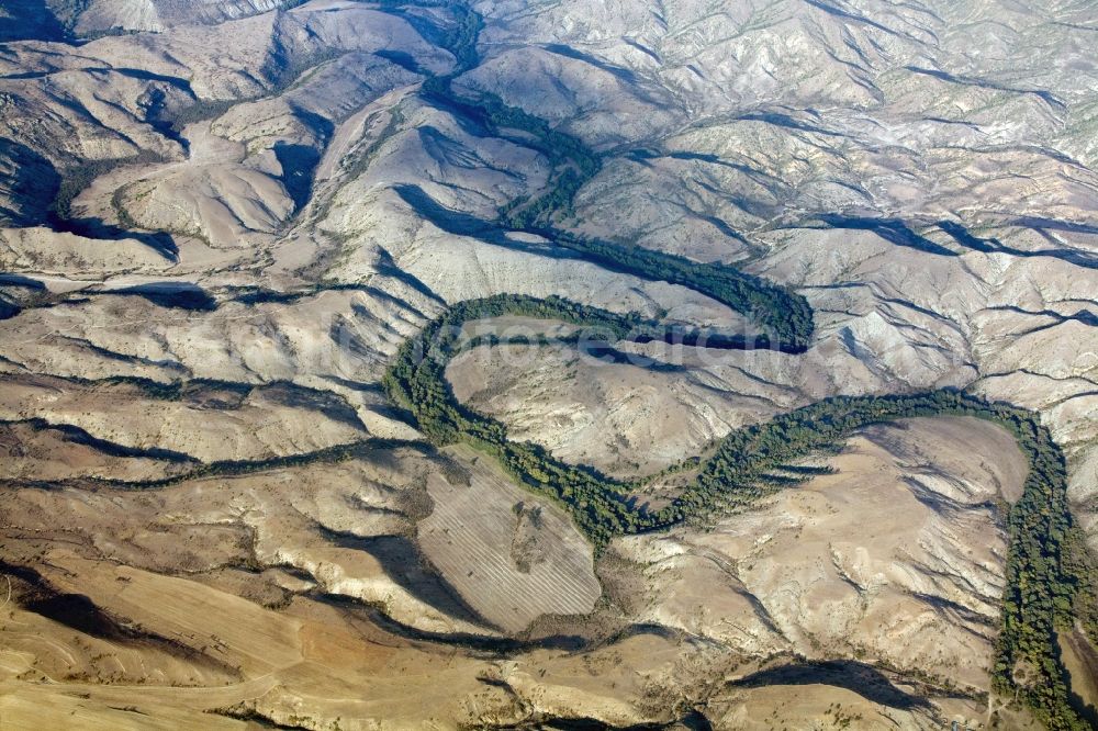 Aerial image Veles - Landscape from Macedonian mountains near Veles in Macedonia