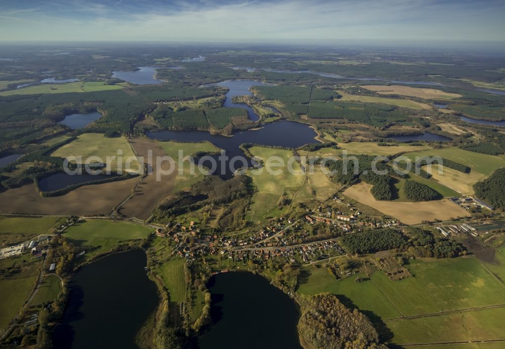 Aerial image Wustrow - Landscape of the Mecklenburg Lake District in Wustrow in Mecklenburg - Western Pomerania