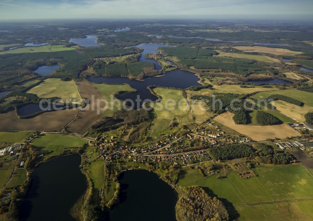 Aerial photograph Wustrow - Landscape of the Mecklenburg Lake District in Wustrow in Mecklenburg - Western Pomerania