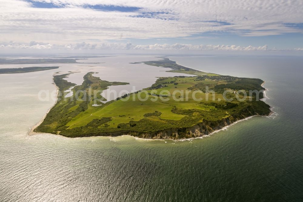 Kloster from the bird's eye view: Landscape of the northern tip of the island Hiddensee in Mecklenburg-Western Pomerania