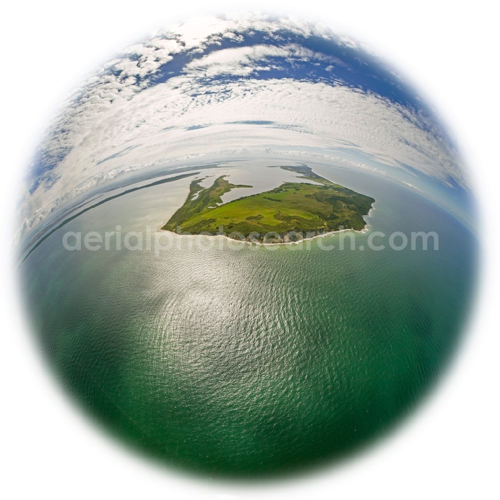 Aerial image Kloster - Fisheye - Landscape of the northern tip of the island Hiddensee in Mecklenburg-Western Pomerania