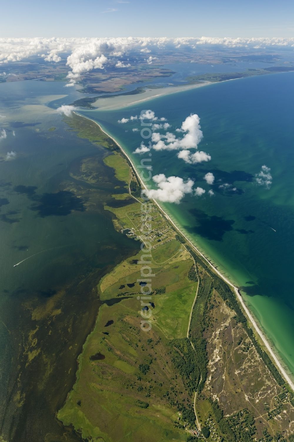 Kloster from above - Landscape of the northern tip of the island Hiddensee in Mecklenburg-Western Pomerania