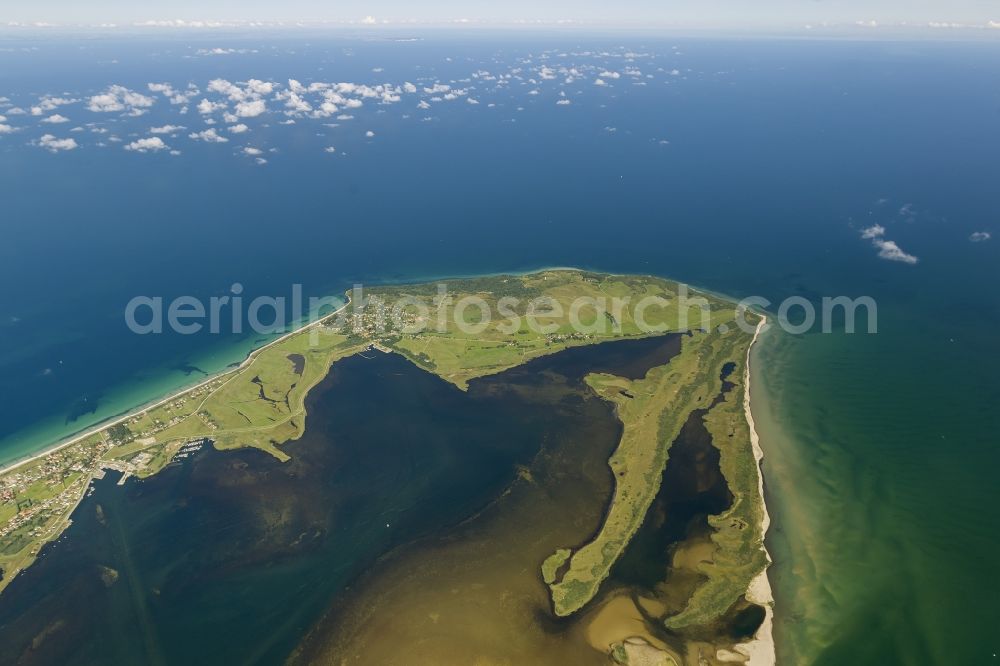 Aerial photograph Kloster - Landscape of the northern tip of the island Hiddensee in Mecklenburg-Western Pomerania