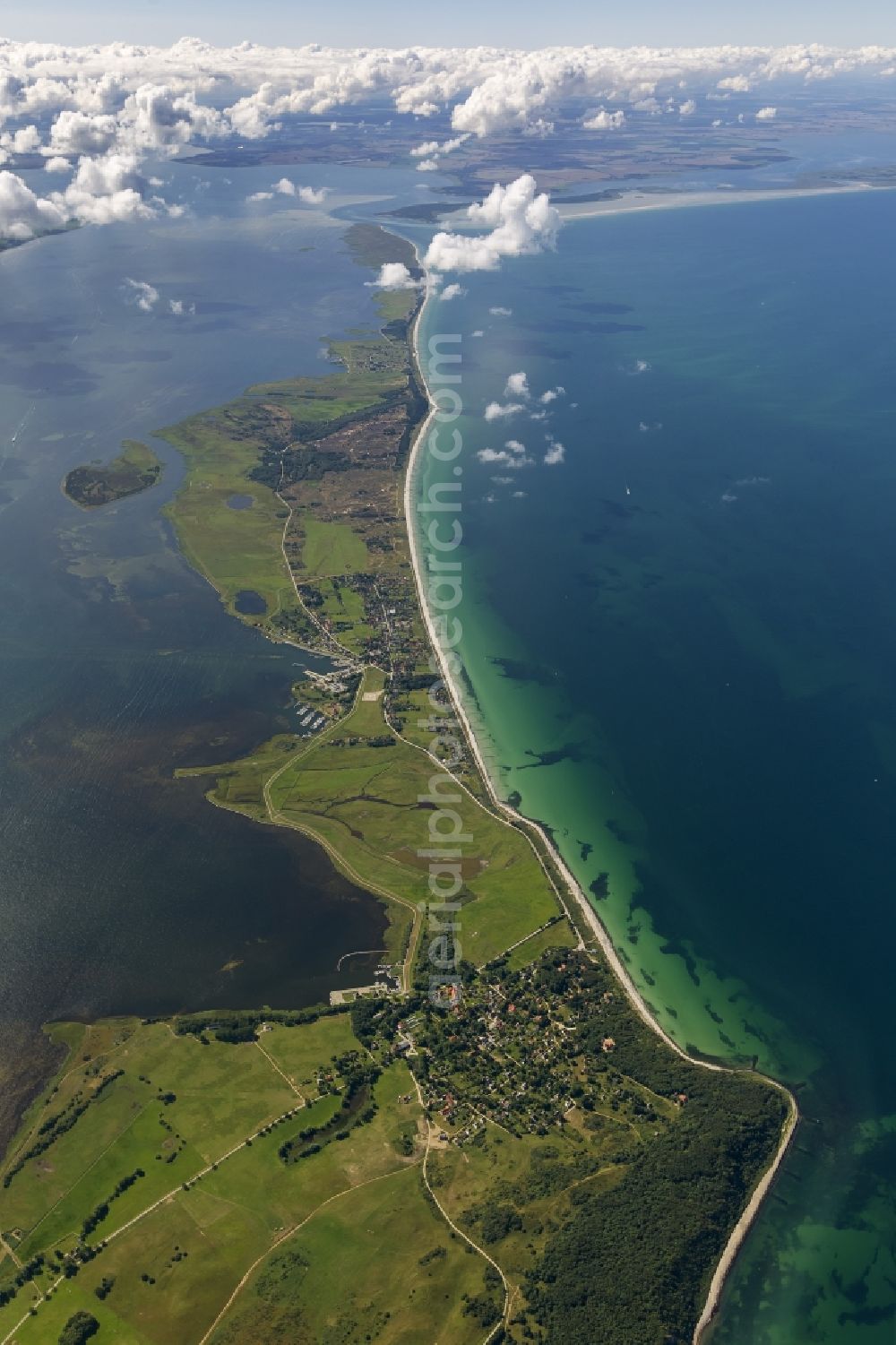 Kloster from above - Landscape of the northern tip of the island Hiddensee in Mecklenburg-Western Pomerania