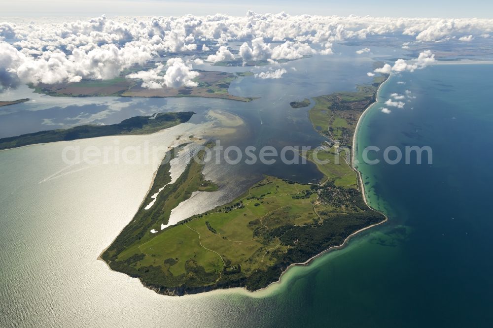 Kloster from the bird's eye view: Landscape of the northern tip of the island Hiddensee in Mecklenburg-Western Pomerania