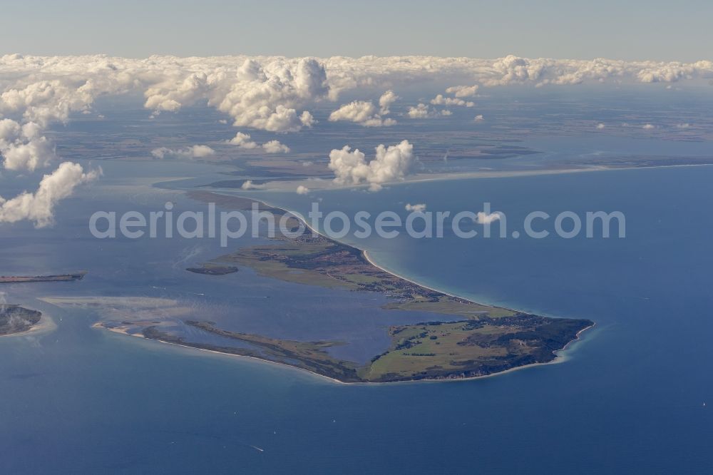 Aerial photograph Kloster - Landscape of the northern tip of the island Hiddensee in Mecklenburg-Western Pomerania