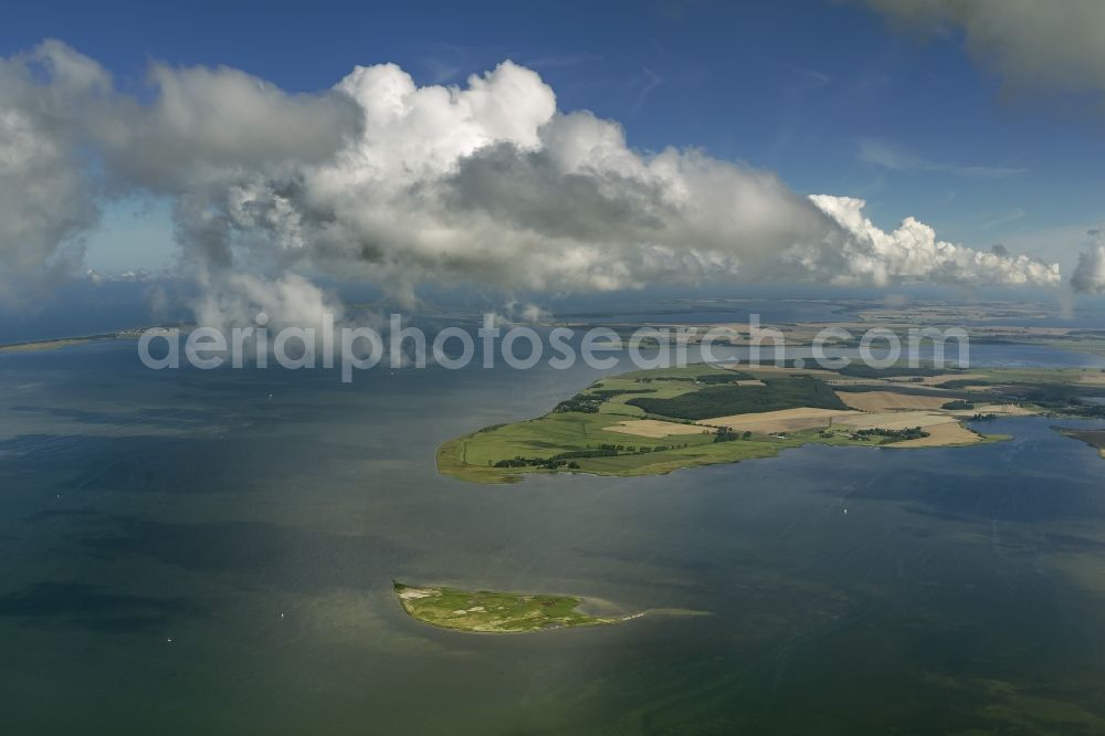 Aerial image Ummanz - Landscape of the Baltic Sea coast Ummanz on the island of Rügen in Mecklenburg-Western Pomerania