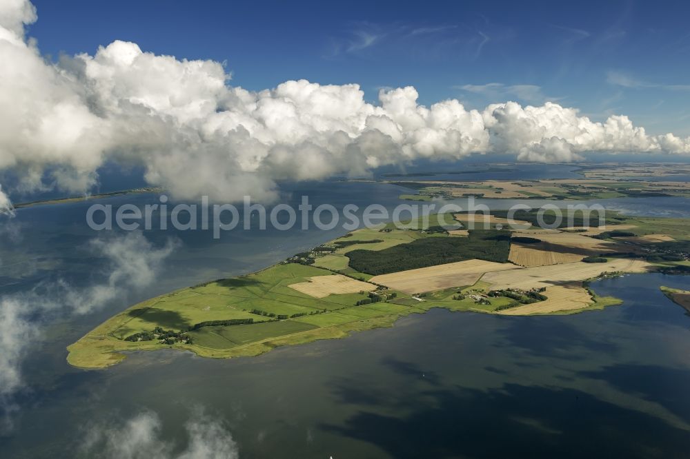 Ummanz from above - Landscape of the Baltic Sea coast Ummanz on the island of Rügen in Mecklenburg-Western Pomerania