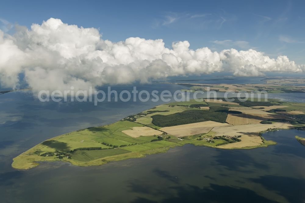 Aerial image Ummanz - Landscape of the Baltic Sea coast Ummanz on the island of Rügen in Mecklenburg-Western Pomerania