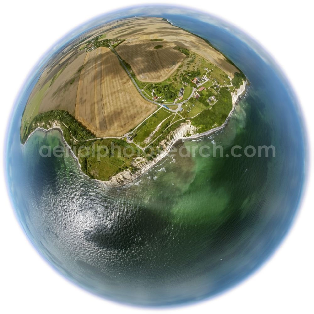 Aerial photograph Putgarten - Fisheye- landscape of the Baltic Sea near Putgarten on the island of Rügen in Mecklenburg-Western Pomerania