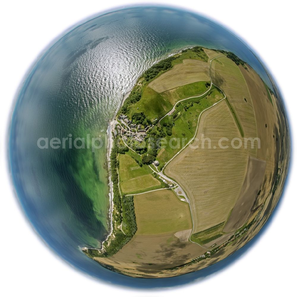 Putgarten from the bird's eye view: Fisheye- landscape of the Baltic Sea near Putgarten on the island of Rügen in Mecklenburg-Western Pomerania