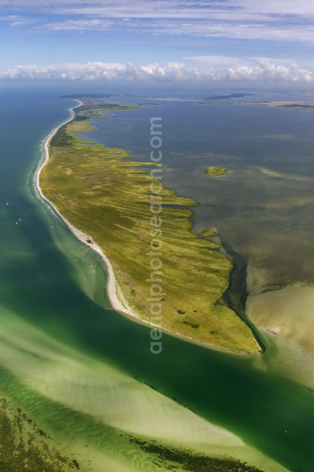 Aerial image Klausdorf - Landscape of the Baltic Sea coast of the island at Hiddensee near Klausdorf in Mecklenburg-Western Pomerania